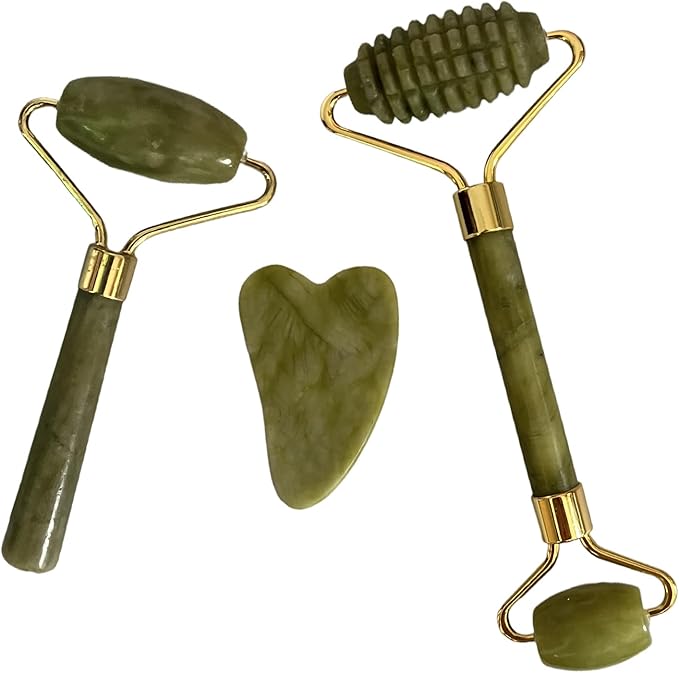 XIFEILOL Jade Roller and Gua Sha Set 2,Gua Sha Facial Tools,Face Roller,Jade Roller for Face,Guasha Tools for Face,Self Ca...