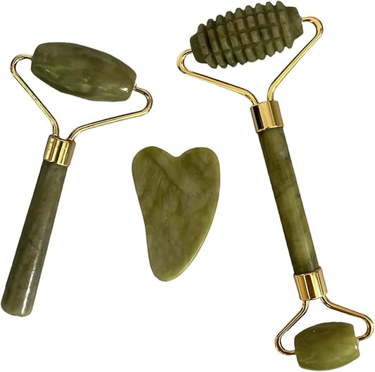 XIFEILOL Jade Roller and Gua Sha Set 2,Gua Sha Facial Tools,Face Roller,Jade Roller for Face,Guasha Tools for Face,Self Ca...