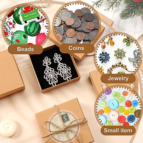 Tenceur 100 Pcs Jewelry Gift Boxes Bulk Kraft Jewelry Cardboard Box for Necklace Earring Bracelet Storage Package