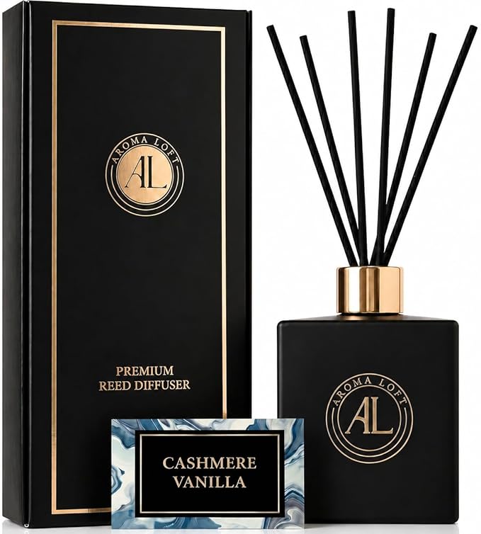 Aroma Loft Black Reed Diffusers for Home | Premium Fragrance Diffuser | Reed Diffuser Sticks in Oil Set with Cashmere Vani...