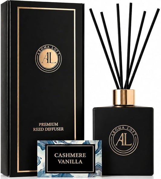 Aroma Loft Black Reed Diffusers for Home | Premium Fragrance Diffuser | Reed Diffuser Sticks in Oil Set with Cashmere Vani...