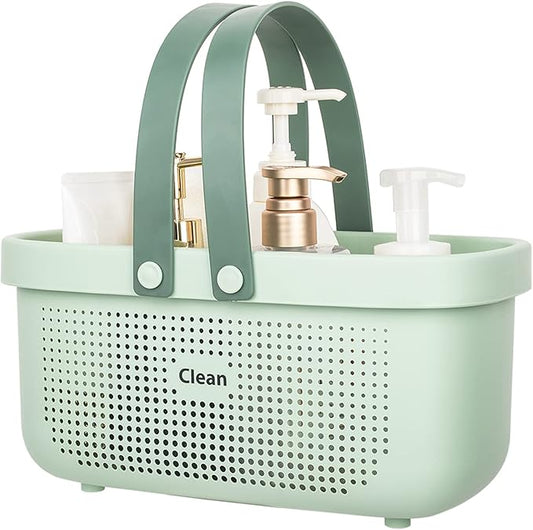 JiatuA Plastic Storage Basket with Handle Portable Shower Caddy Tote Organizer Basket Bin for Bathroom Kitchen Dorm Room B...