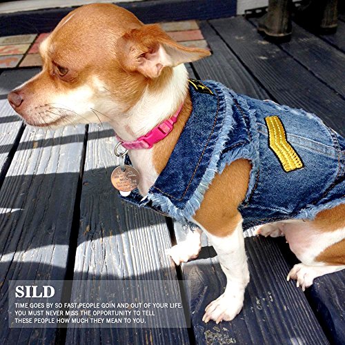 SILD Pet Clothes Dog Jeans Jacket Cool Blue Denim Coat Small Medium Puppy Blue Vintage Washed Clothes Dogs Lapel Vests Cla...
