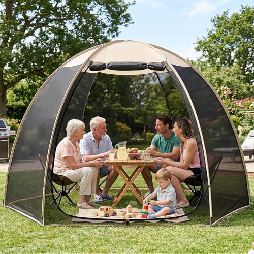 Alvantor® Pop Up Screen House Tent, Snap-fit Mesh Screen Gazebo with Peaked Roof, Portable Screen Room Canopy Shelter with...