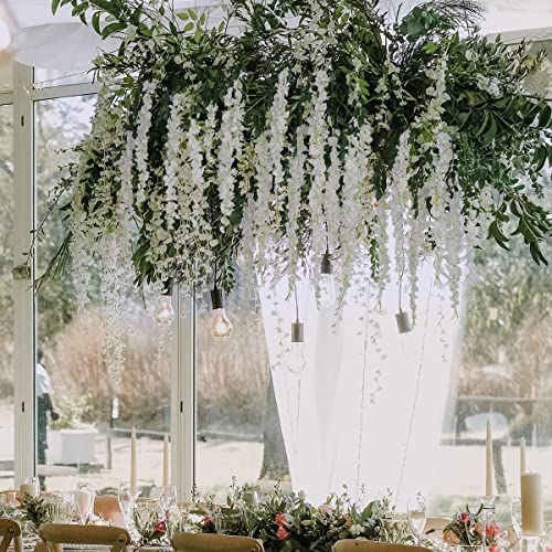 Veryhome 3Pcs 7.2Ft/Piece Artificial Flowers Wisteria Garland Artificial Wisteria Vine Hanging Flower Greenery Garland for...