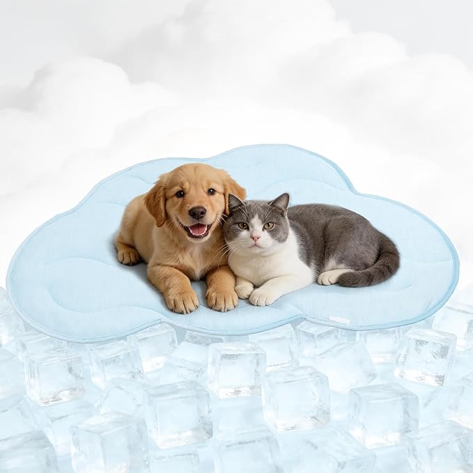BECEMURU Dog Cooling Mat, Thickened Soft Pet Cooling Pad for Summer, 36"x23" Cloud-Shape Pet Bed for Crate Kennel Sofa, No...