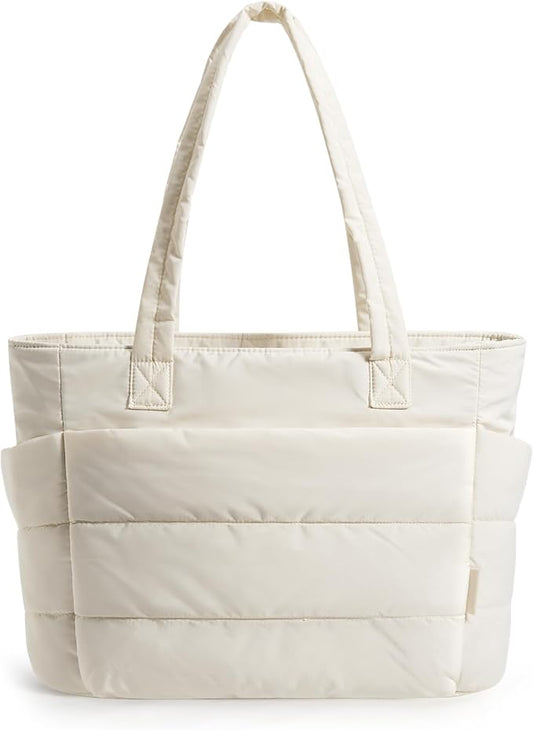 BAGSMART Tote Bag for Women, Lightweight Puffy Tote Bag with Compartments Shoulder Bag Handbag for Travel, Work, Gym | Lig...