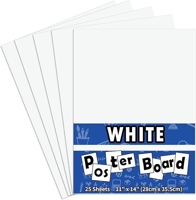 pmybupo 25 Packs Poster Boards11x14“White Poster Paper,Poster Board Bulk,Posteboard,School Supplies