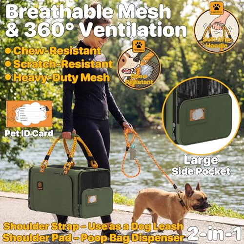PAWZIDEA Expandable Pet Carrier Airline Approved, 18"×11"×11" Small Dog Carriers, Collapsible Top-Load Cat Carrier for 2 C...