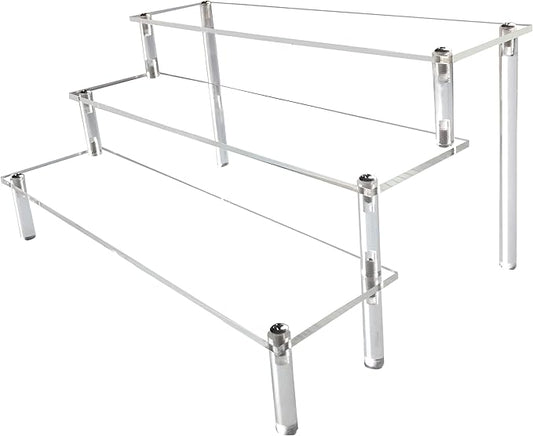 AZEAM Acrylic Riser,Clear Display Risers Stand Perfume Organizer Cologne Acrylic Shelves 3 Tiered Cupcake Shelf for Amiibo...