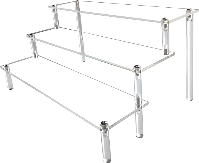 AZEAM Acrylic Riser,Clear Display Risers Stand Perfume Organizer Cologne Acrylic Shelves 3 Tiered Cupcake Shelf for Amiibo...