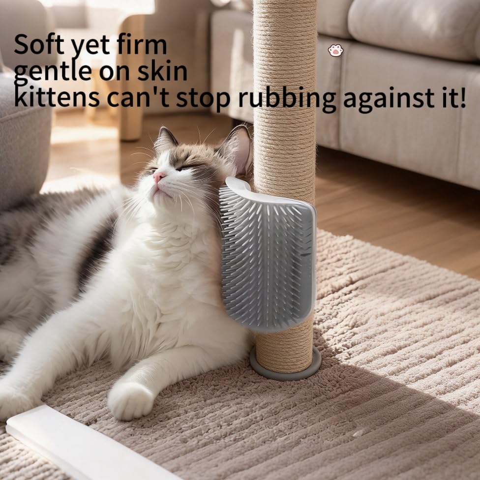 Self Cleaning Pet Grooming Brush - Wall Mounted Reusable Cat & Small Dog Groomer with Adhesive, Durable PP Plastic Comb, S...