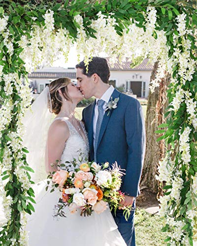 DearHouse 2Pcs 6Ft/Piece Artificial Flowers Wisteria Garland Artificial Wisteria Vine Hanging Flower Greenery Garland for ...