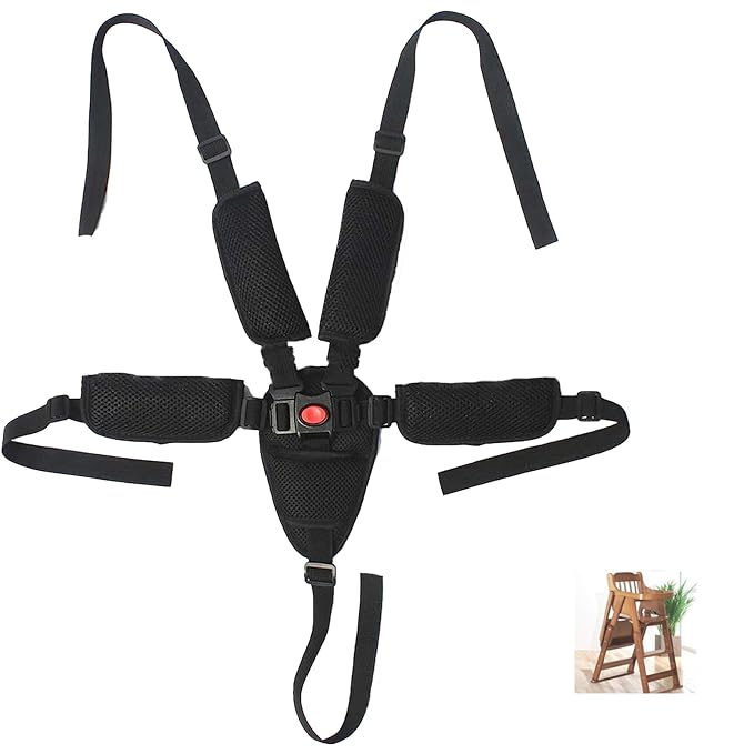 Universal 5 Point Harness Baby Seat Belt, Adjustable Harness Baby Safety Strap, Safety Child Seat Belt with 5 Pad for High...
