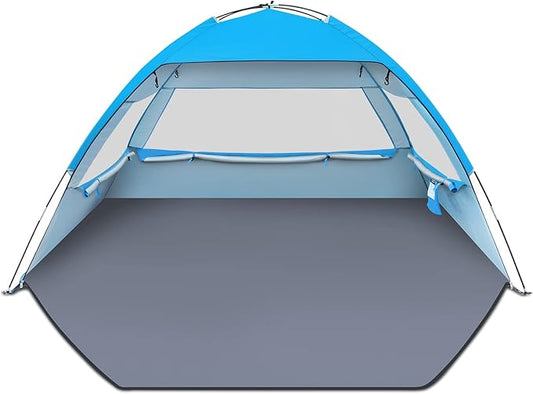 Gorich Beach Tent Sun Shelter for 3/4/6/8/10 Person with UPF 50＋ UV Protection, Lightweight & Easy Setup Beach Shade Canop...
