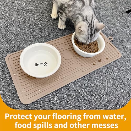 Ptlom Pet Placemat for Dog and Cat, Anti-Slip Waterproof Dogs Feeding Mat Prevent Food and Water Overflow, Bowl Mats Suita...
