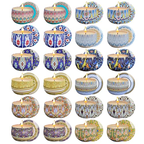 24 Pack Scented Candles Set for Home, Relaxing Stress Relief, Aromatherapy, Russian Patterns - Natural Soy Wax and Fragran...