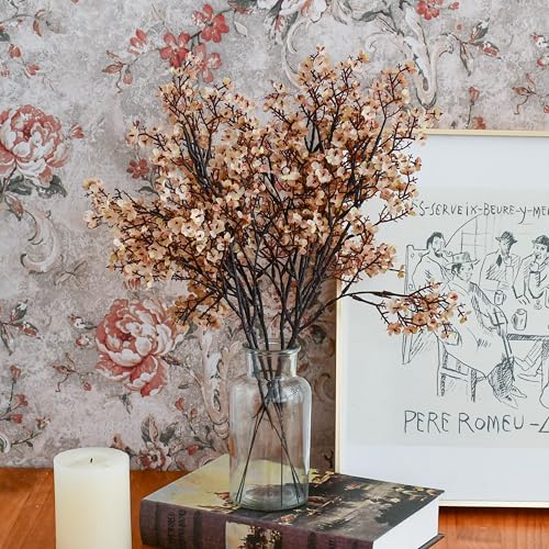 Mandy's Light Brown Artificial Baby’s Breath Flowers 6 Bundles Silk Gypsophila, 18.5 Inch European Style Modern Home Decor...