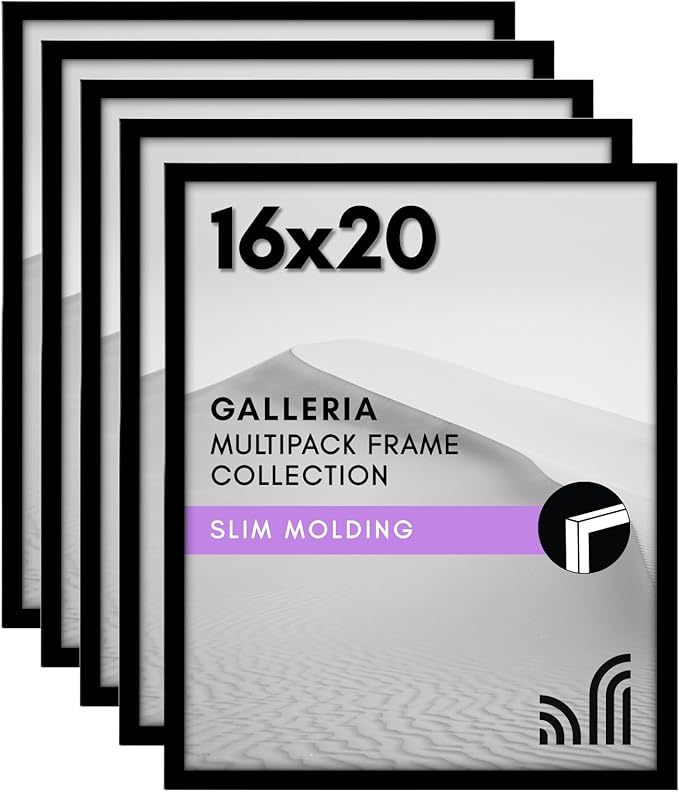 Americanflat 16x20 Picture Frame with Polished Plexiglass - Set of 5 - Galleria Collection - Picture Frames for Wall Displ...