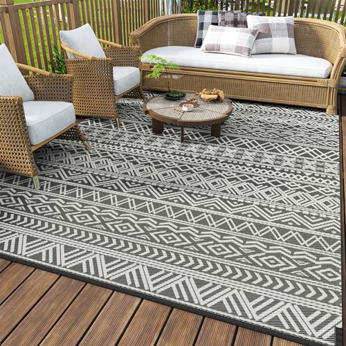MontVoo Outdoor Rug Carpet Waterproof 5x8 Outdoor Patio Rug Mat Reverisble Plastic Straw Outdoor Rug for RV Camping Picnic...