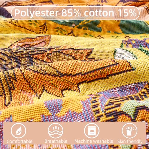 Shesyuki Boho Throw Blanket Reversible Cotton Bohemian Tapestry Hippie Room Decor Outdoor Blanket Double Sided (National S...