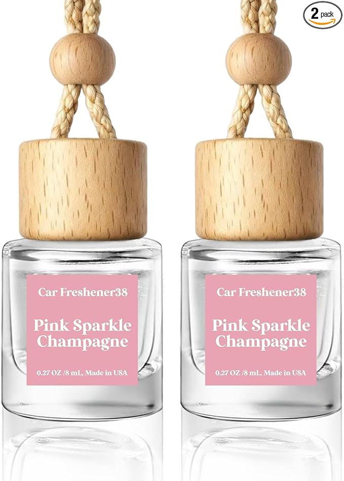 HoogaLife Car Air Freshener Diffuser 2 Pack Hanging Air Freshener Diffuser - Pink Sparkle Champagne Fragrance Oil Air Diff...