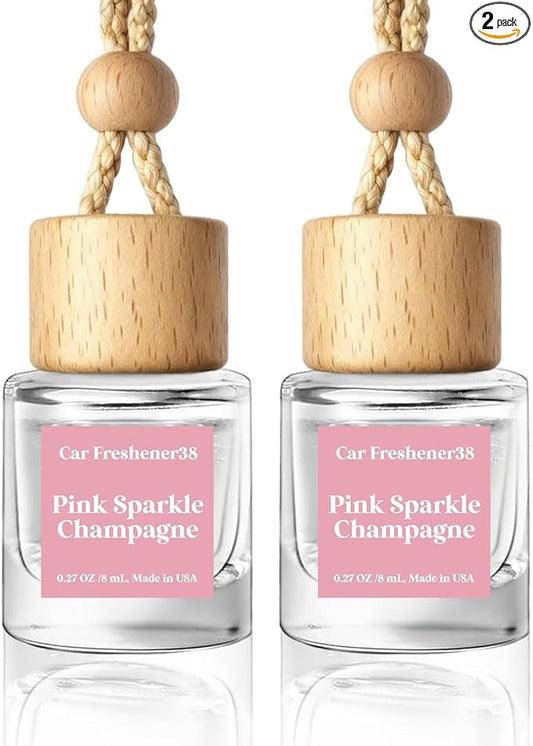 HoogaLife Car Air Freshener Diffuser 2 Pack Hanging Air Freshener Diffuser - Pink Sparkle Champagne Fragrance Oil Air Diff...