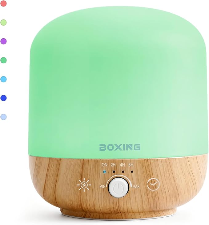 BOXING 300ML Essential Oil Diffuser, Diffusers for Home&Large Room, Aromatherapy Diffuser with 7 Colors Night Light Perfec...
