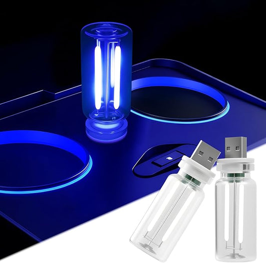 2 PCS Car USB Night Light Bulb, Touch Dimmable Car Interior Ambient Lights, Portable Mini USB Retro Glass Bottle Lamp Deco...