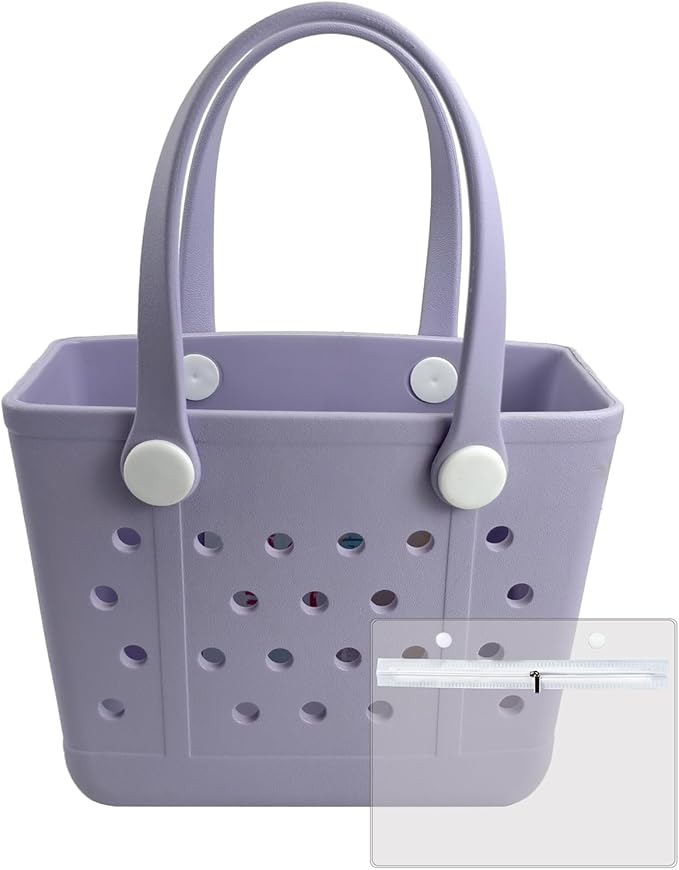 Juyeesm Small Rubber Beach Bags for Kids, Waterproof Sandproof Rubber Tote Bags Pool Bag for Travel, Boat, Sport