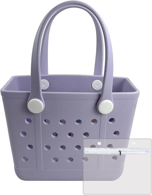 Juyeesm Small Rubber Beach Bags for Kids, Waterproof Sandproof Rubber Tote Bags Pool Bag for Travel, Boat, Sport