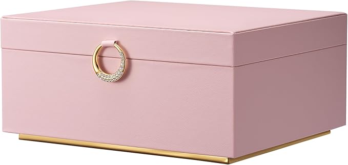 pickpiff 2 Layer Jewelry Box Organizer for Women, Jewelry Organizer with Handle & Removable Tray, Necklace Holder Ring Ear...