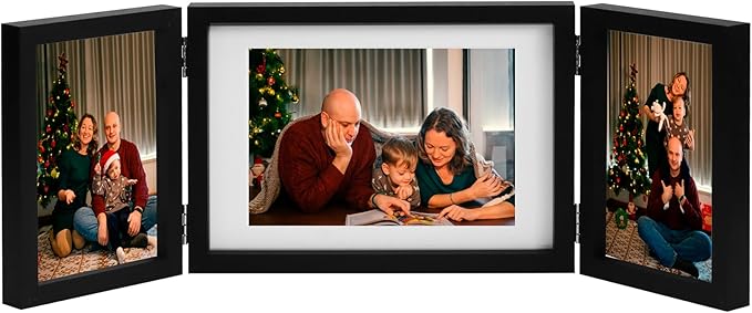 RIVERVALLA Black Picture Frame 4x6 3 Photo Frames Multiple Pictures Collage for 4x6 5x7 Picture Photo Display Desktop Deco...