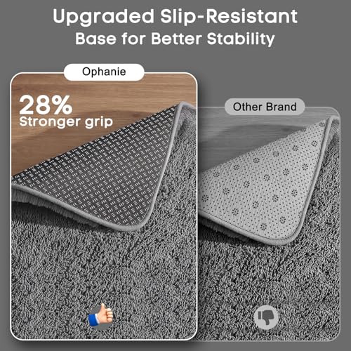 Ophanie Small Rug Upgrade Non Slip Throw Bedside Area Rugs, Fluffy Soft Grey Mini Bedroom Carpet, Affordable Door Entryway...