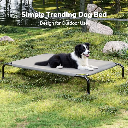 Simple Trending Raised Dog Bed for Large Dogs, Waterproof XL Dog Cot, Outdoor Cooling Elevated Pet Bed Load 200lb, 47.75" ...