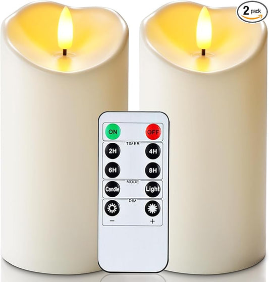 Homemory 6"x3" Outdoor Waterproof Flameless Candles, LED Candles, Battery Operated Candles with Remote and Timers, Electri...