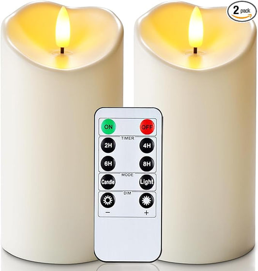 Homemory 6"x3" Outdoor Waterproof Flameless Candles, LED Candles, Battery Operated Candles with Remote and Timers, Electri...