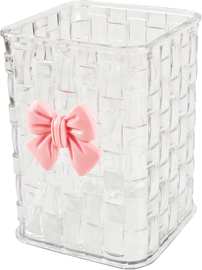Nirvany Acrylic Pen Holder for Desk, Cute Clear Pencil Organizer & Makeup Brush Holder with Bow Back To School Accessories...