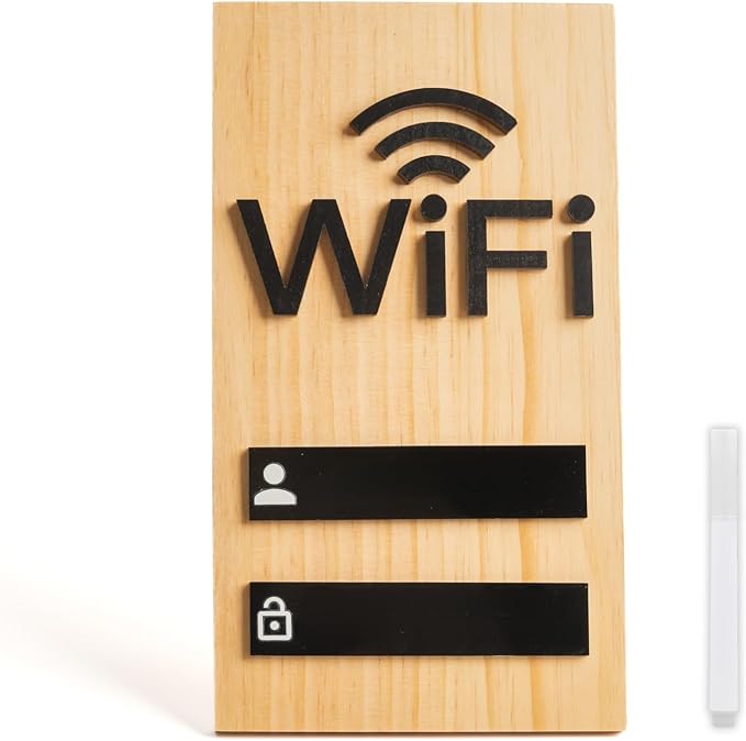 Parvigo WIFI Sign, Solid Wood Table or Wall WIFI Password Sign for Home Guest Room Busines, Magnet Aesthetic Primitive Rew...