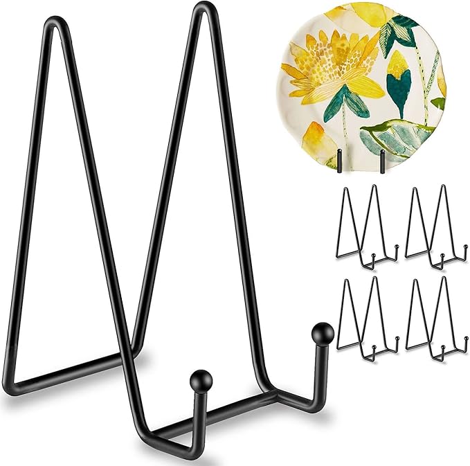 Hoewina 5 Pack 6 Inch Plate Stands for Display, Plate Holder Display Stands, Metal Frame holder stand for Book, Picture, D...
