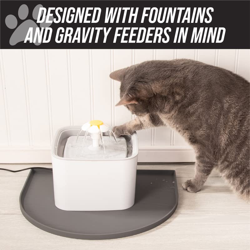 Leash Boss Fountain Mat, Silicone Water Mat Designed for Pet Fountains, Dog Gravity Water Bowls, Mats for Automatic Dispen...