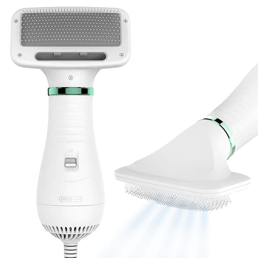 2-in-1 Dog Dryer with Slicker Brush for Small Dogs and Cats, Pet Hair Dryer, Dog Blow Dryer for Grooming with 300 Watts, 7...
