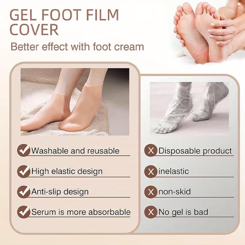 1Pair Silicone Socks for Dry Cracked Feet, Women's Foot Socks for Moisturizing, Cracked Heel
