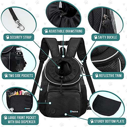 PetAmi Dog Front Carrier Backpack, Adjustable Dog Pet Cat Chest Carrier Backpack, Ventilated Dog Carrier for Hiking Campin...