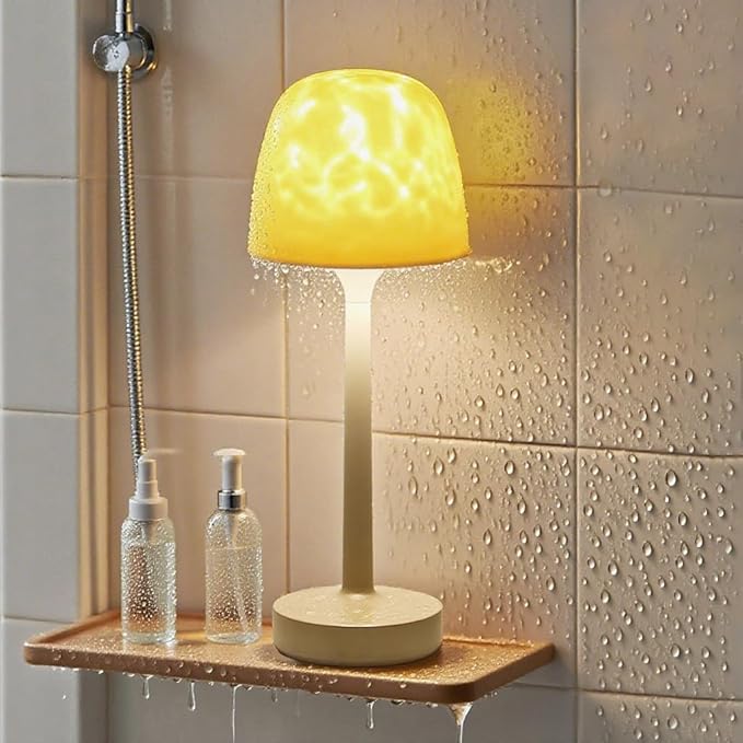 Funlenry Shower Lamp - Waterproof Bathroom Lamp with 16 Color Ocean Wave Projector, Rechargeable Shower Light with Touch &...