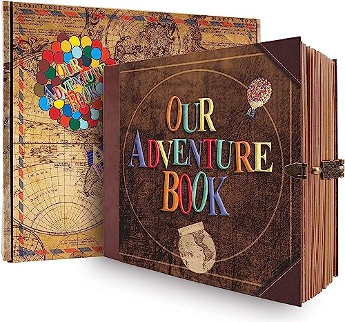 JIMBON Our Adventure Book Scrapbook Photo Album Retro Style Embossed Letter Cover Travel Diary Journal Scrap Book Kit For ...
