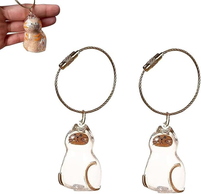 Pet Fur Memorial Keychain-Transparent cat Hair Keychain,Pendant for Cat & Dog Hair Collection -Animal Lovers Keepsake Gift