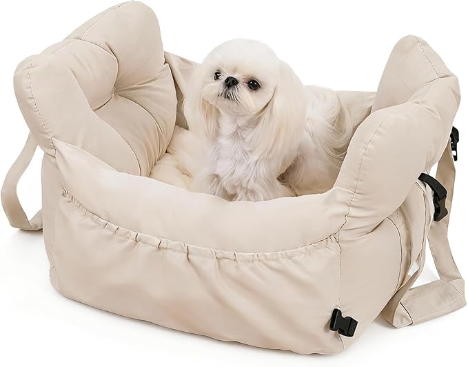 IPetAura Dog Car Seat Booster with 3-Way Mount & Anti-Escape Safety Tether - 3-in-1 Pet Drive Box, Bed & Carrier - Waterpr...