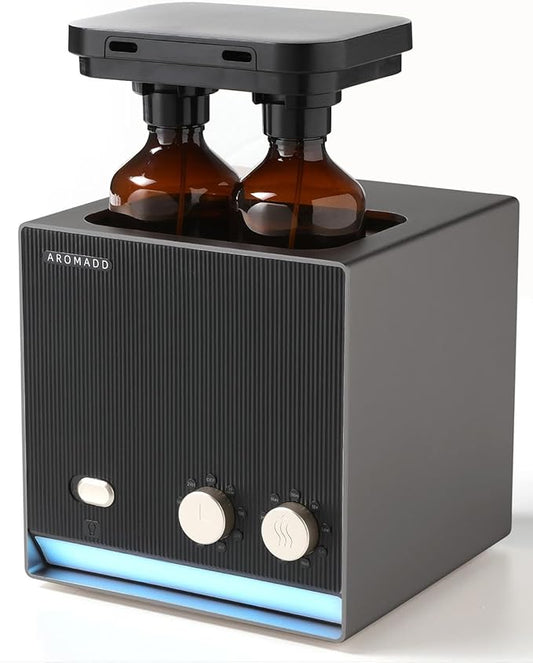 Aromadd Smart Waterless Essential Oil Diffuser with Dual Nozzle, Cold Air Tech Scent Air Machine with 8 Timer Settings, 9 ...