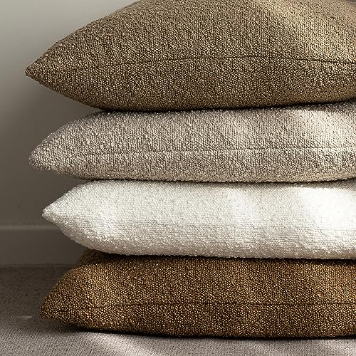 Foindtower Decorative Textured Boucle Throw Pillow Covers Accent Solid Pillow Cases Neutral Long Body Lumbar Couch Cushion...